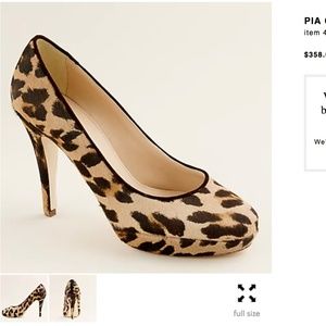 J. Crew Leopard-Print Pointed Stiletto Pump in Tan and Black